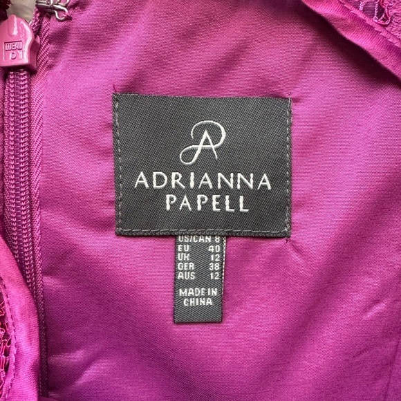 NWT Adrianna Papell Romantic Lace Overlay Open Back Dress Purple Size 8 - Picture 9 of 12